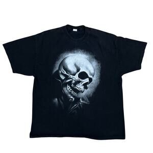 Vintage Marvel Mad Engine Ghost Rider Big Skull Black T-Shirt XXL 2XL Y2K